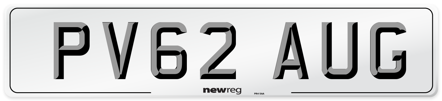 PV62 AUG Number Plate from New Reg